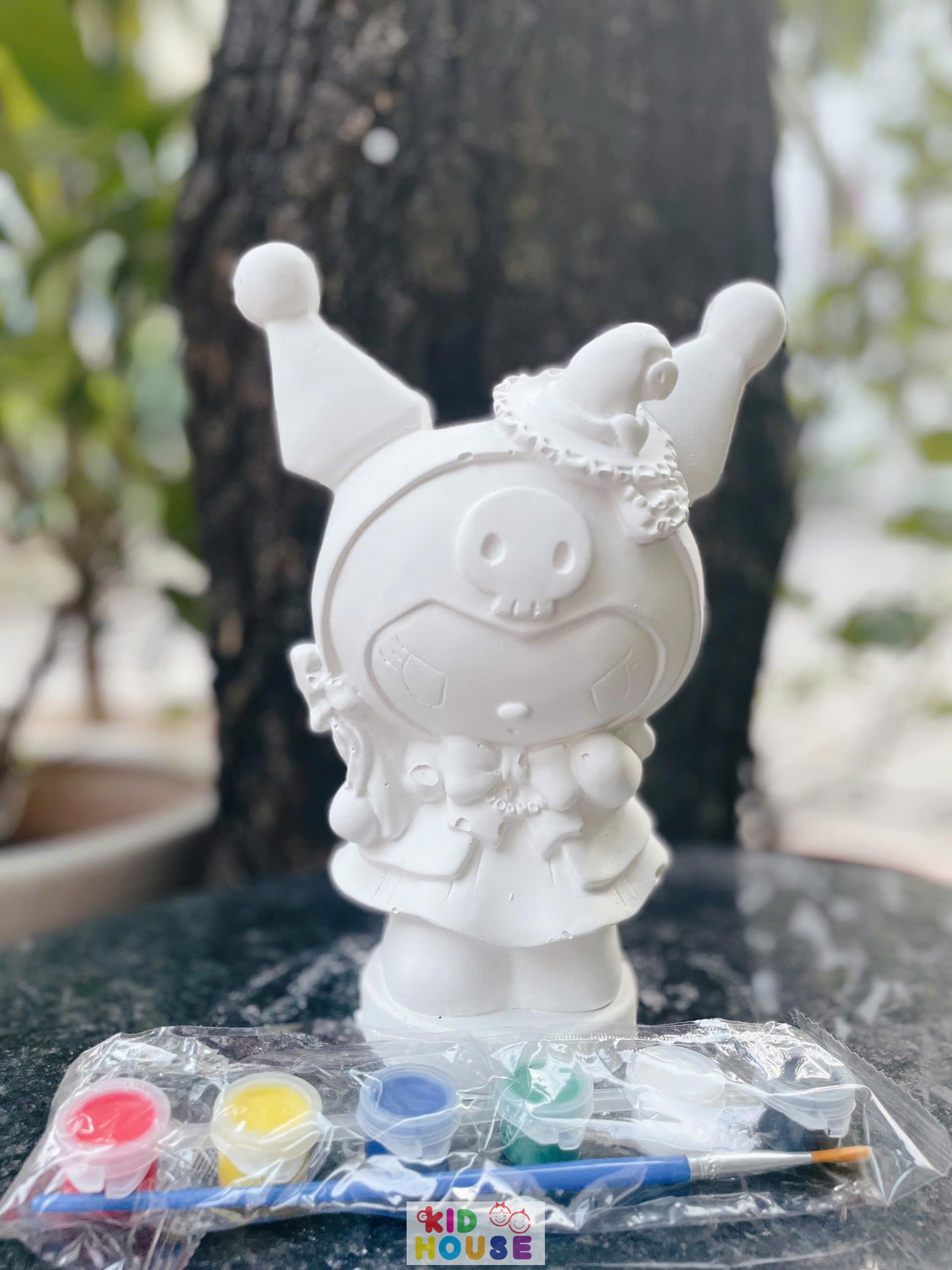 (Size to 16-23cm) Tượng thạch cao bé ba, labubu, kuromi, capybara, công chúa, siêu nhân, Set tô tượng kèm màu và bút vẽ