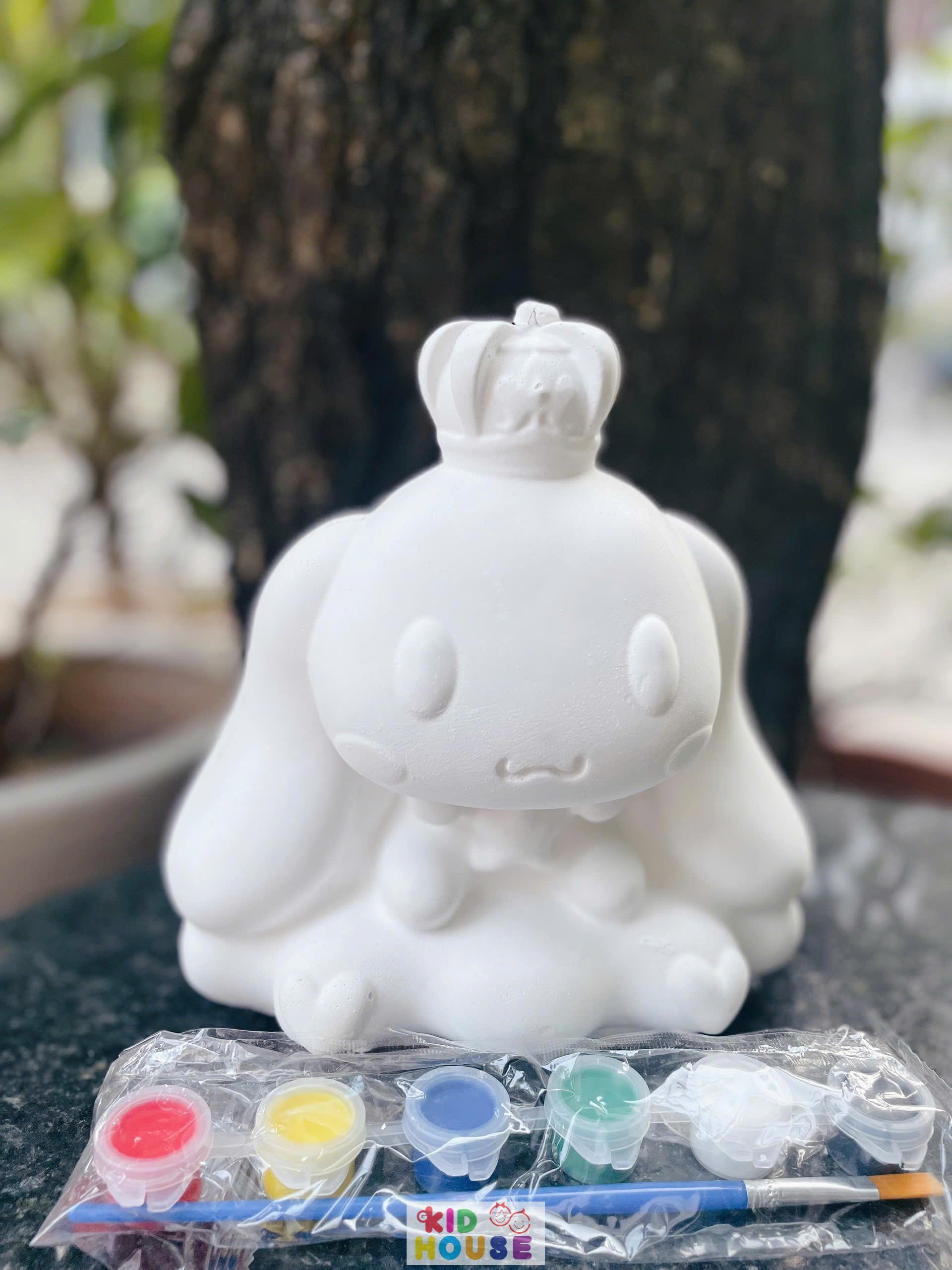 (Size to 16-23cm) Tượng thạch cao bé ba, labubu, kuromi, capybara, công chúa, siêu nhân, Set tô tượng kèm màu và bút vẽ