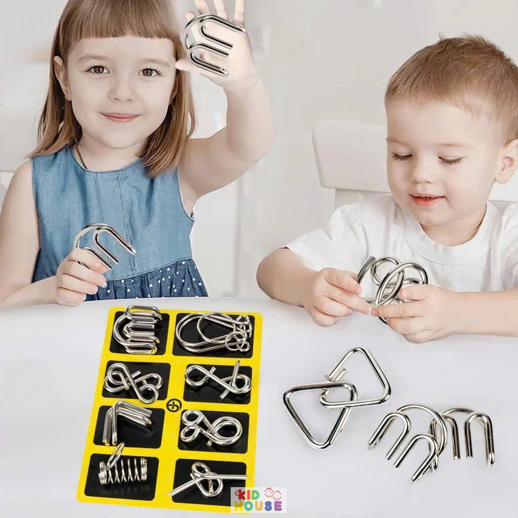 Bộ trò chơi móc khóa trí tuệ Nhật Bản, Đồ chơi tháo lắp móc khóa thông minh, giải móc khóa phát triển tư duy cho bé