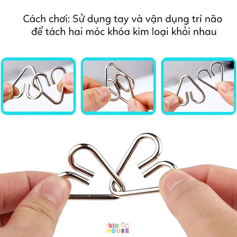 Bộ trò chơi móc khóa trí tuệ Nhật Bản, Đồ chơi tháo lắp móc khóa thông minh, giải móc khóa phát triển tư duy cho bé