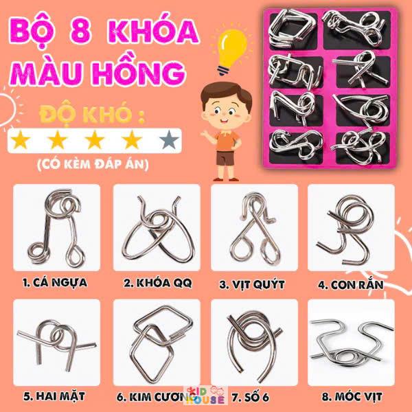 Bộ trò chơi móc khóa trí tuệ Nhật Bản, Đồ chơi tháo lắp móc khóa thông minh, giải móc khóa phát triển tư duy cho bé