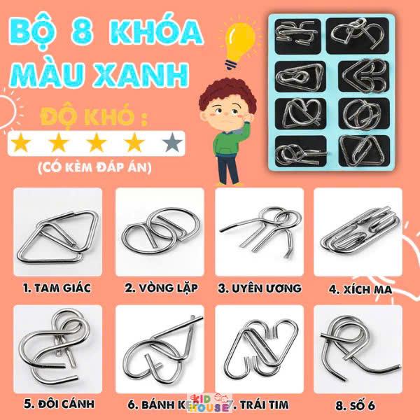 Bộ trò chơi móc khóa trí tuệ Nhật Bản, Đồ chơi tháo lắp móc khóa thông minh, giải móc khóa phát triển tư duy cho bé