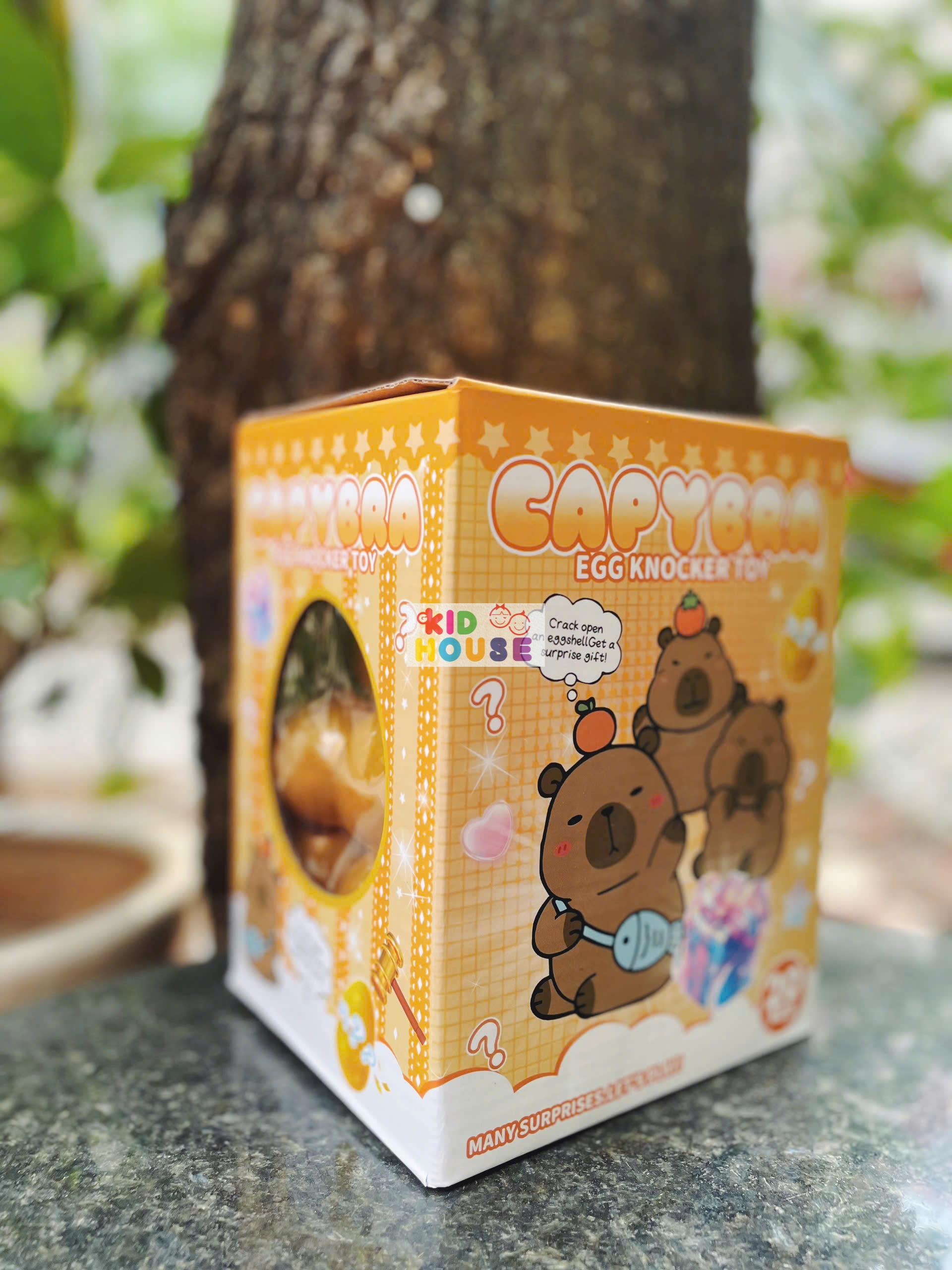 Đồ chơi đập trứng nhận quà, Hộp Mù trứng vàng Kuromi, Capybara, Labubu kèm búa cho bé