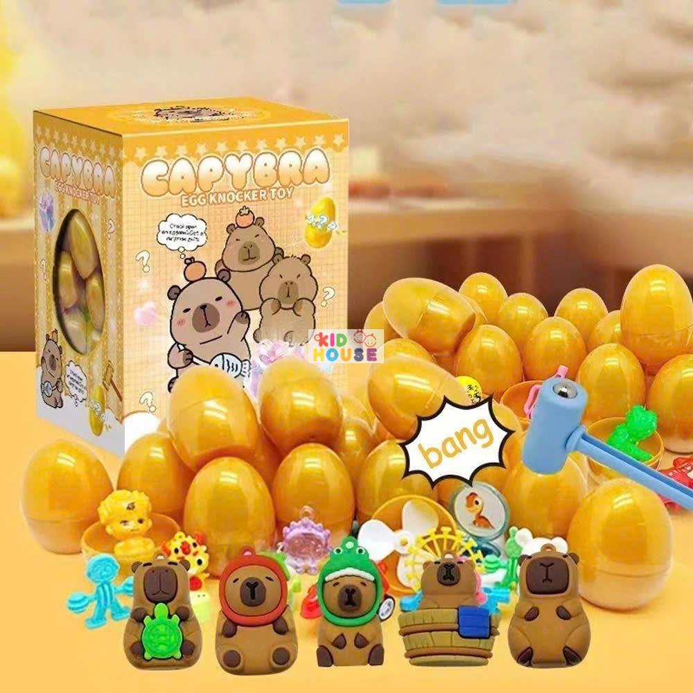 Đồ chơi đập trứng nhận quà, Hộp Mù trứng vàng Kuromi, Capybara, Labubu kèm búa cho bé