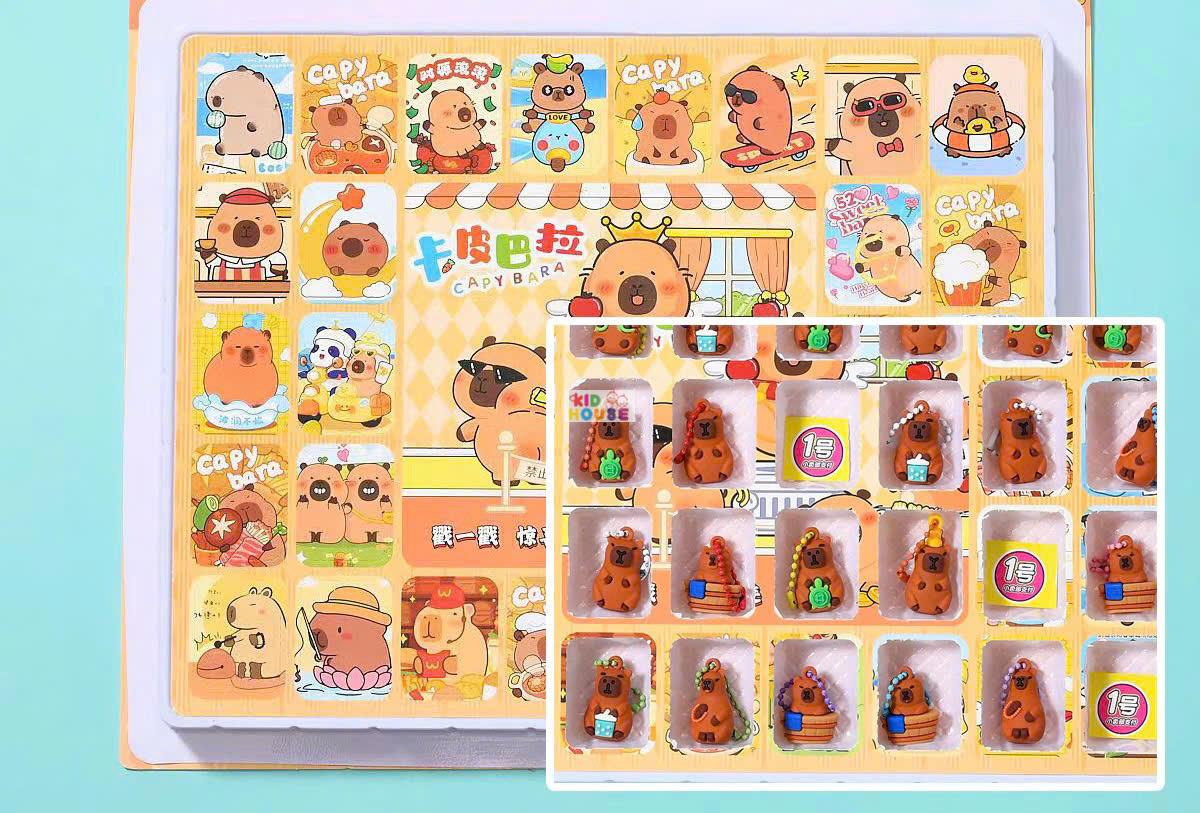 Hộp quà bất ngờ 40 chi tiết Kuromi, Capybara, Labubu, đồ chơi hidden box hộp quà bí mật Kuromi kèm móc khóa