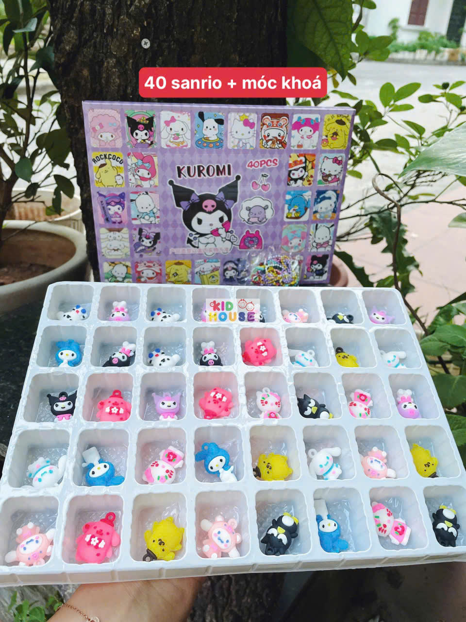 Hộp quà bất ngờ 40 chi tiết Kuromi, Capybara, Labubu, đồ chơi hidden box hộp quà bí mật Kuromi kèm móc khóa