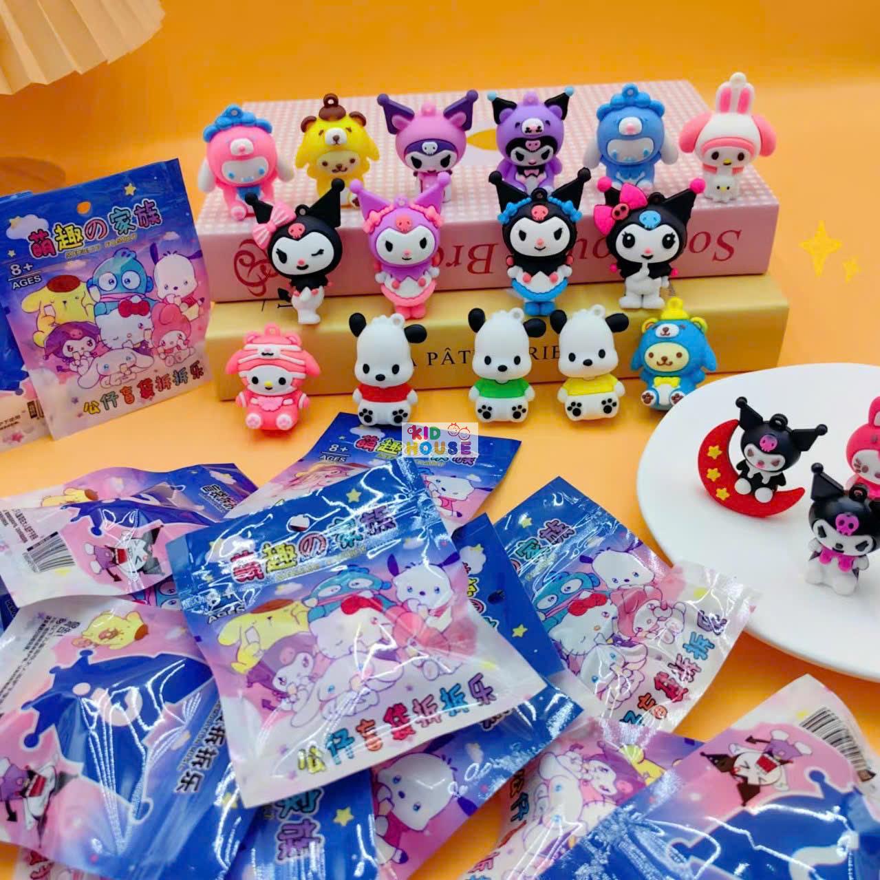 (Size 3,5-4cm) Hộp 32 túi mù kuromi, capybara, labubu dễ thương cho bé, túi mù theo chủ đề có thể tái sử dụng nhiều lần