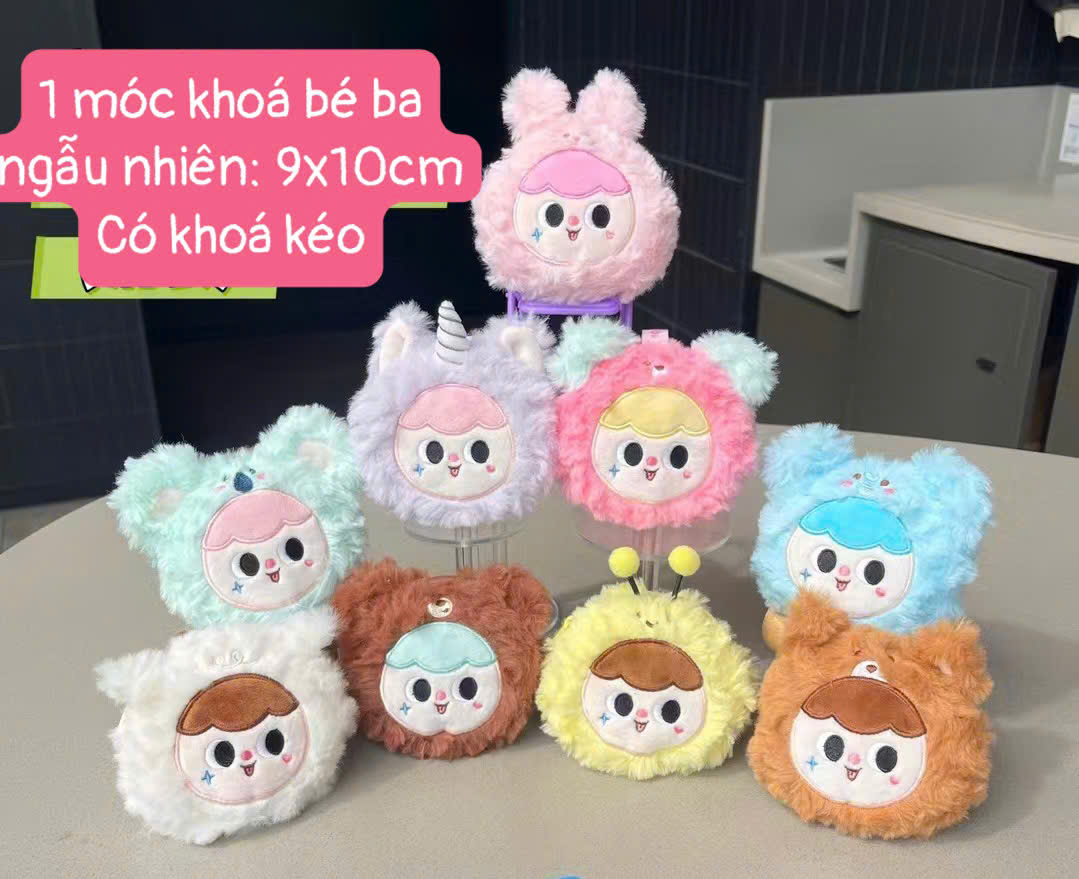 Móc khóa gấu bông kuromi, capybara, babythree xinh xắn treo balo túi xách, móc khóa nhân vật dễ thương