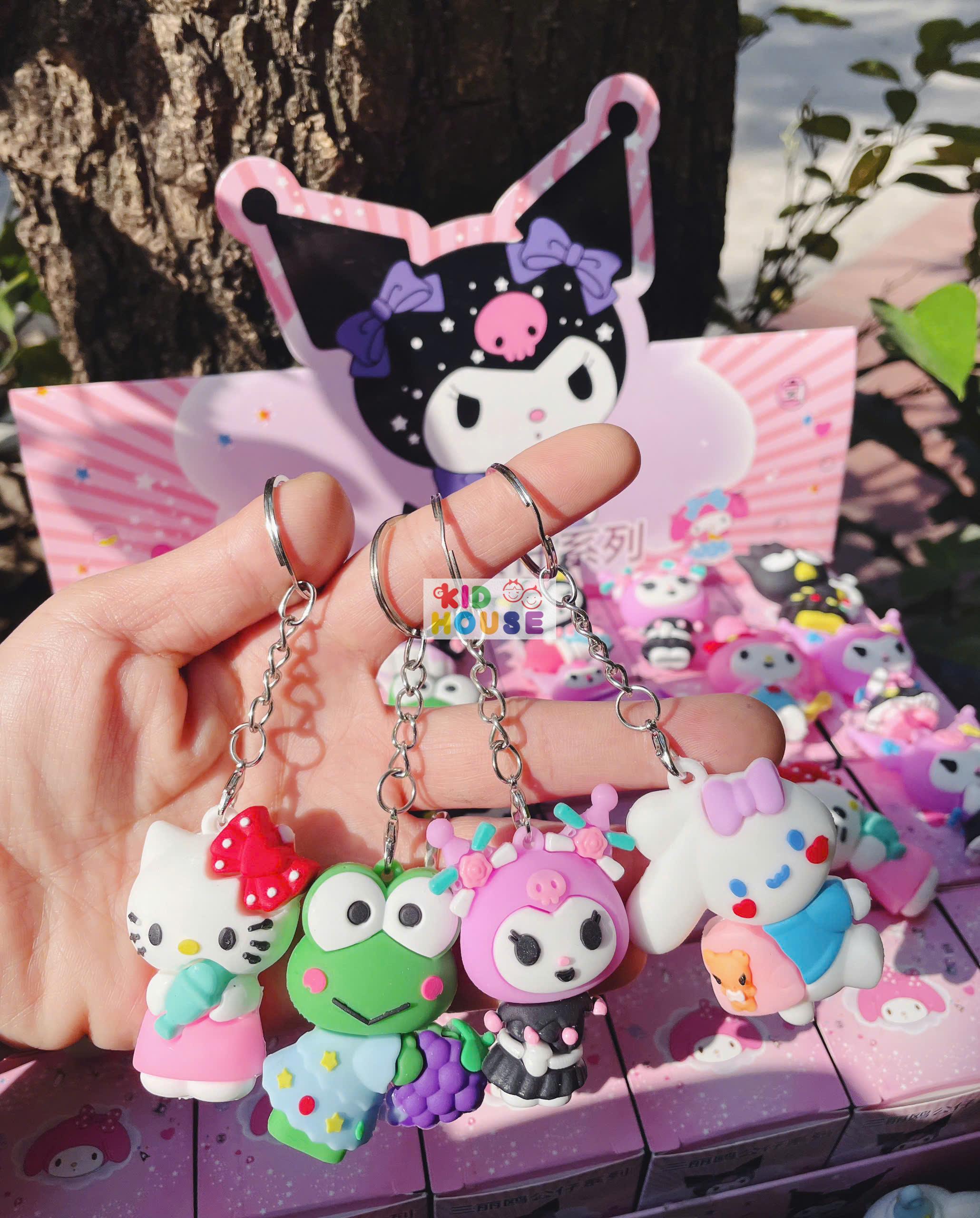 Blindbox hộp mù bí ẩn 24 móc khóa bé ba, capybara, kuromi, labubu, hộp mù móc khóa trang trí balo túi xách