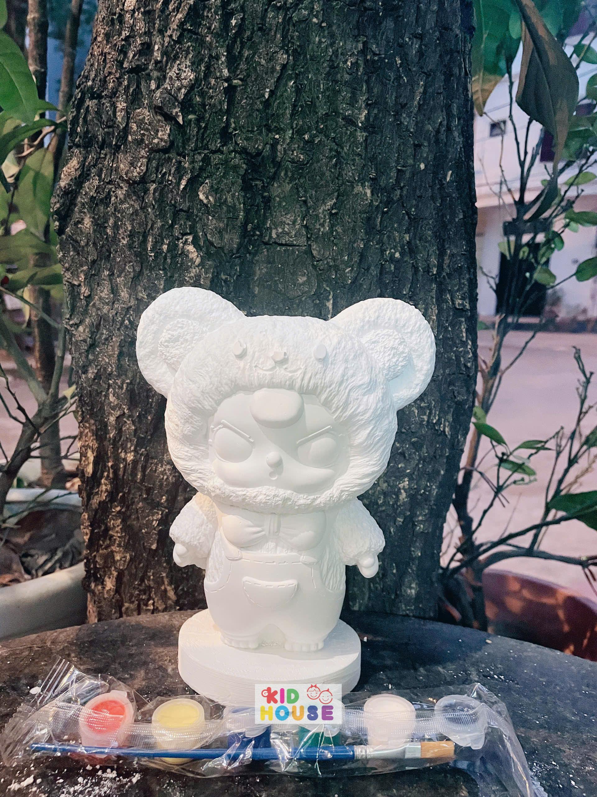 (Size to 16-23cm) Tượng thạch cao bé ba, labubu, kuromi, capybara, công chúa, siêu nhân, Set tô tượng kèm màu và bút vẽ