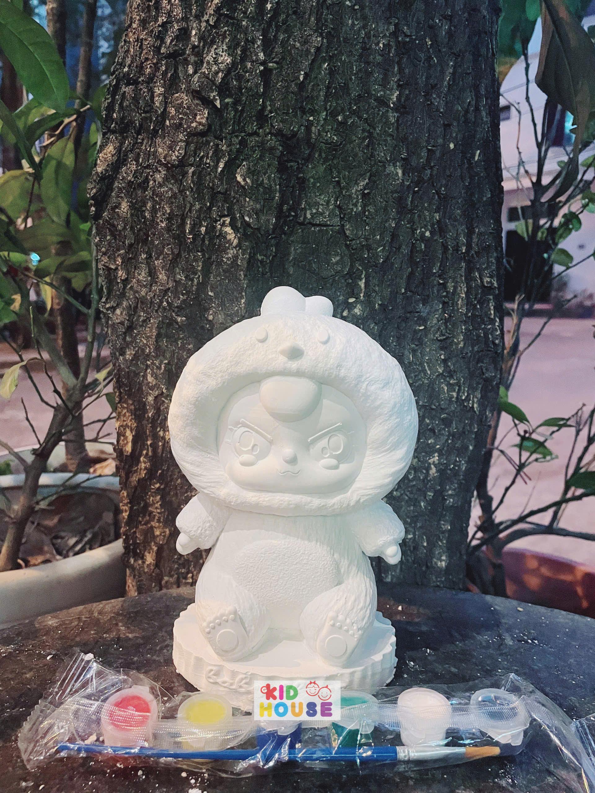 (Size to 16-23cm) Tượng thạch cao bé ba, labubu, kuromi, capybara, công chúa, siêu nhân, Set tô tượng kèm màu và bút vẽ