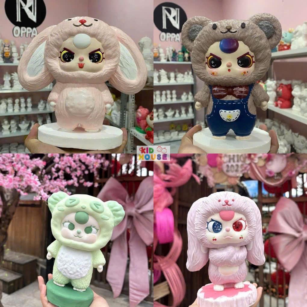 (Size to 16-23cm) Tượng thạch cao bé ba, labubu, kuromi, capybara, công chúa, siêu nhân, Set tô tượng kèm màu và bút vẽ