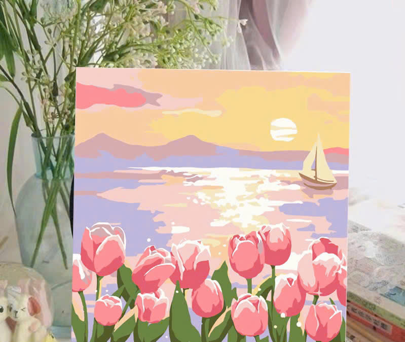 Tranh tô màu số hóa đã căng khung kèm màu, cọ size 20x20, tranh số hóa hoạt hình, bé ba, phong cảnh, loopy, cappy bara