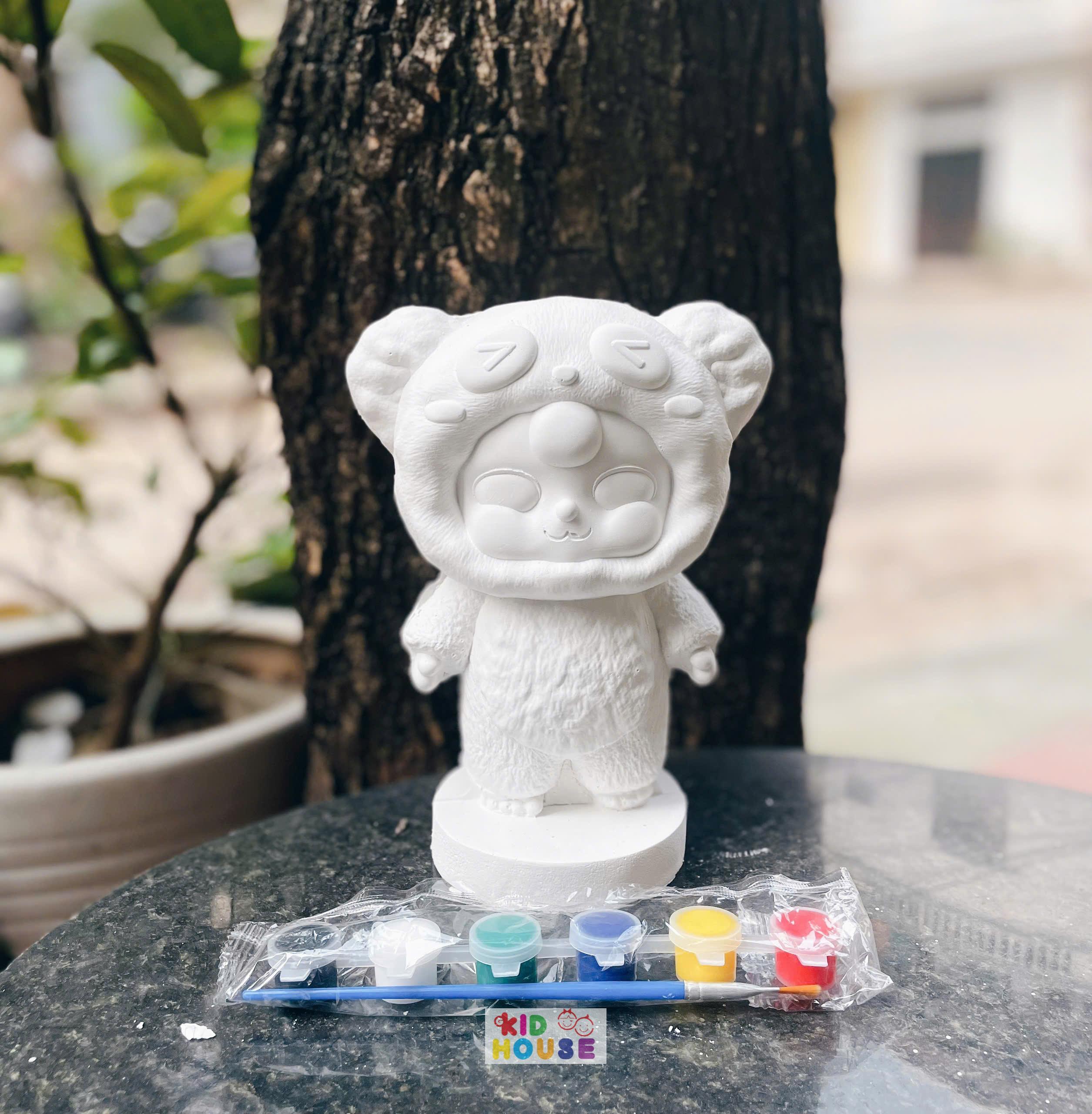 (Size to 16-23cm) Tượng thạch cao bé ba, labubu, kuromi, capybara, công chúa, siêu nhân, Set tô tượng kèm màu và bút vẽ