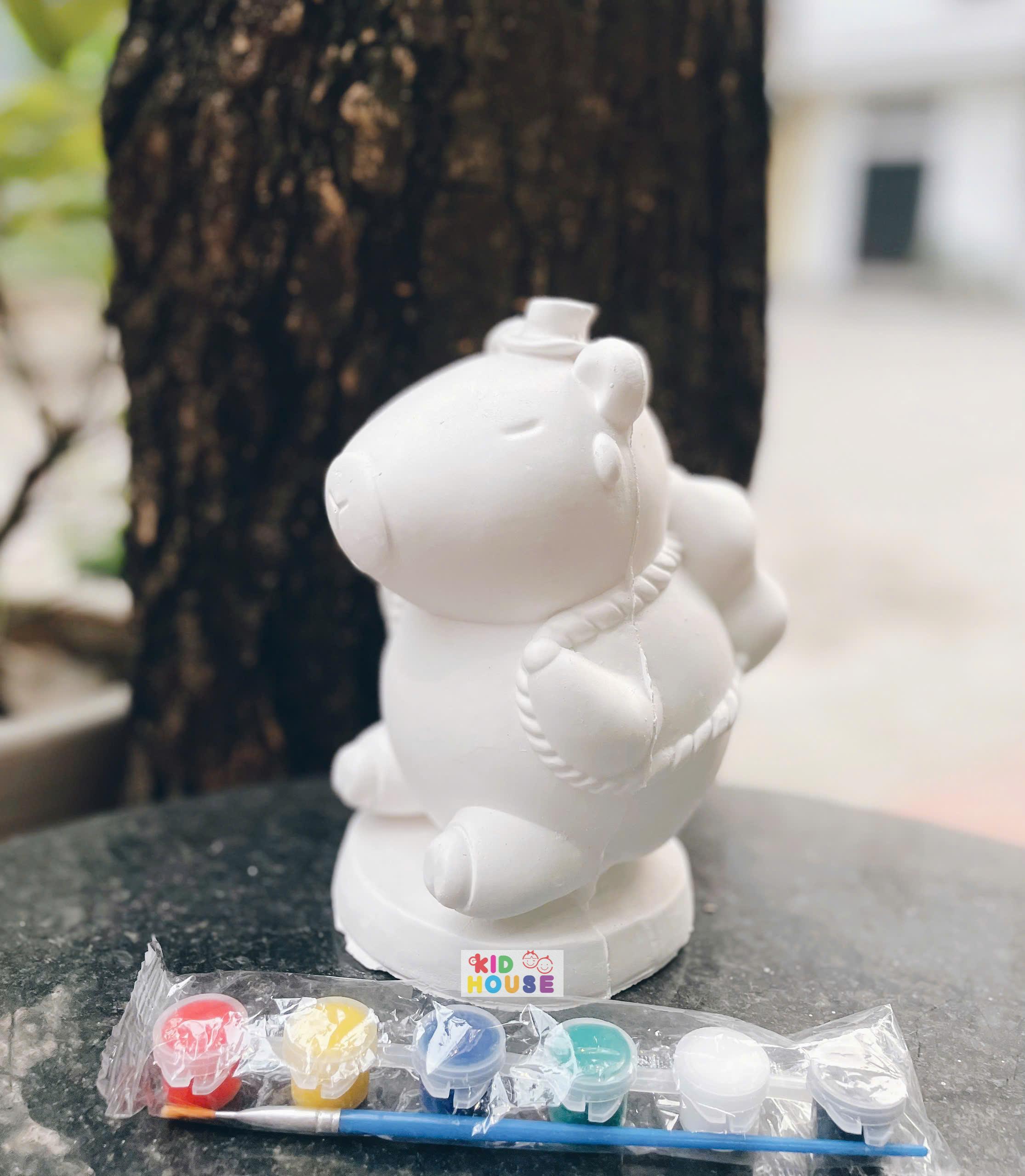 (Size to 16-23cm) Tượng thạch cao bé ba, labubu, kuromi, capybara, công chúa, siêu nhân, Set tô tượng kèm màu và bút vẽ