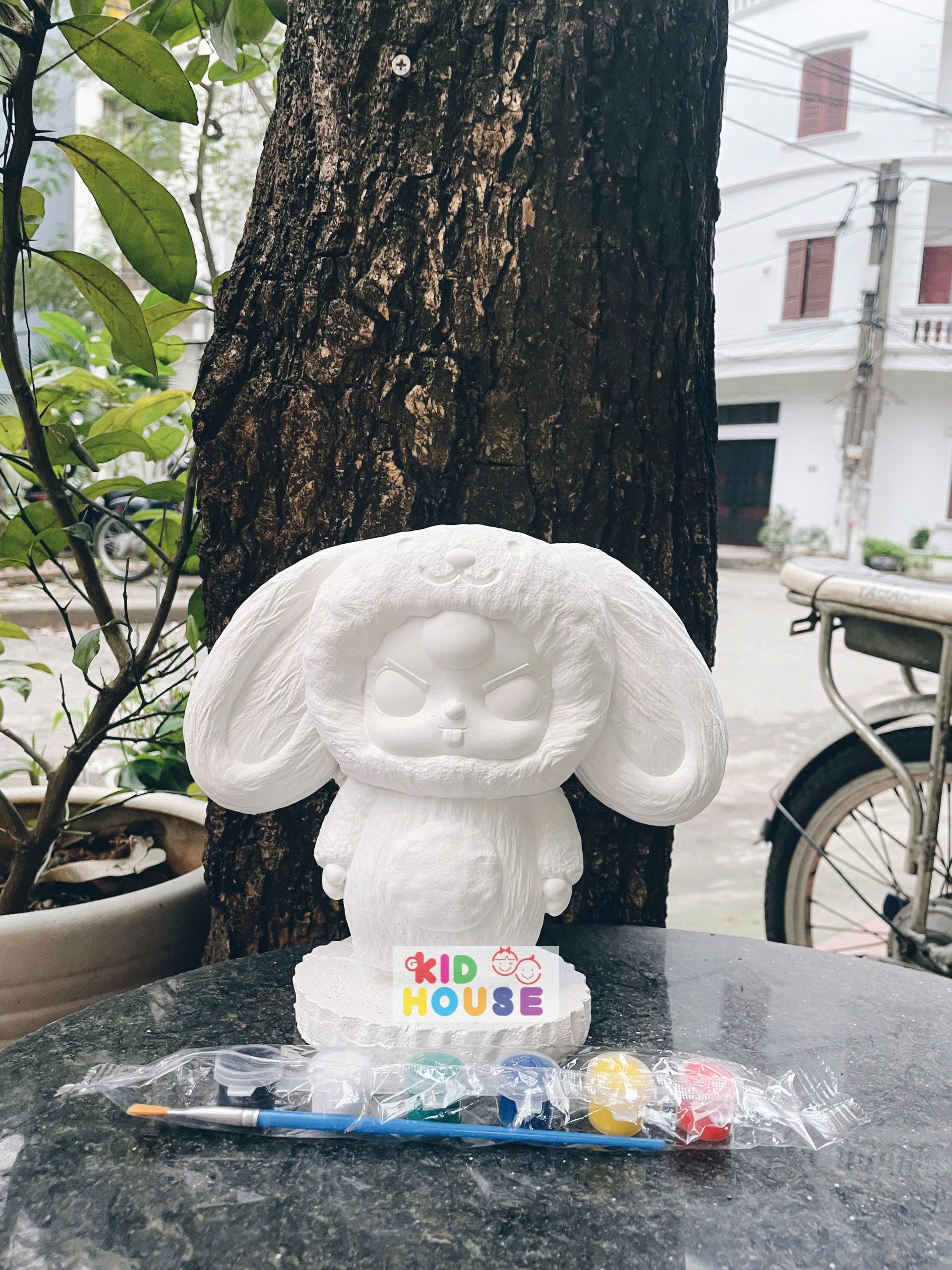 (Size to 16-23cm) Tượng thạch cao bé ba, labubu, kuromi, capybara, công chúa, siêu nhân, Set tô tượng kèm màu và bút vẽ