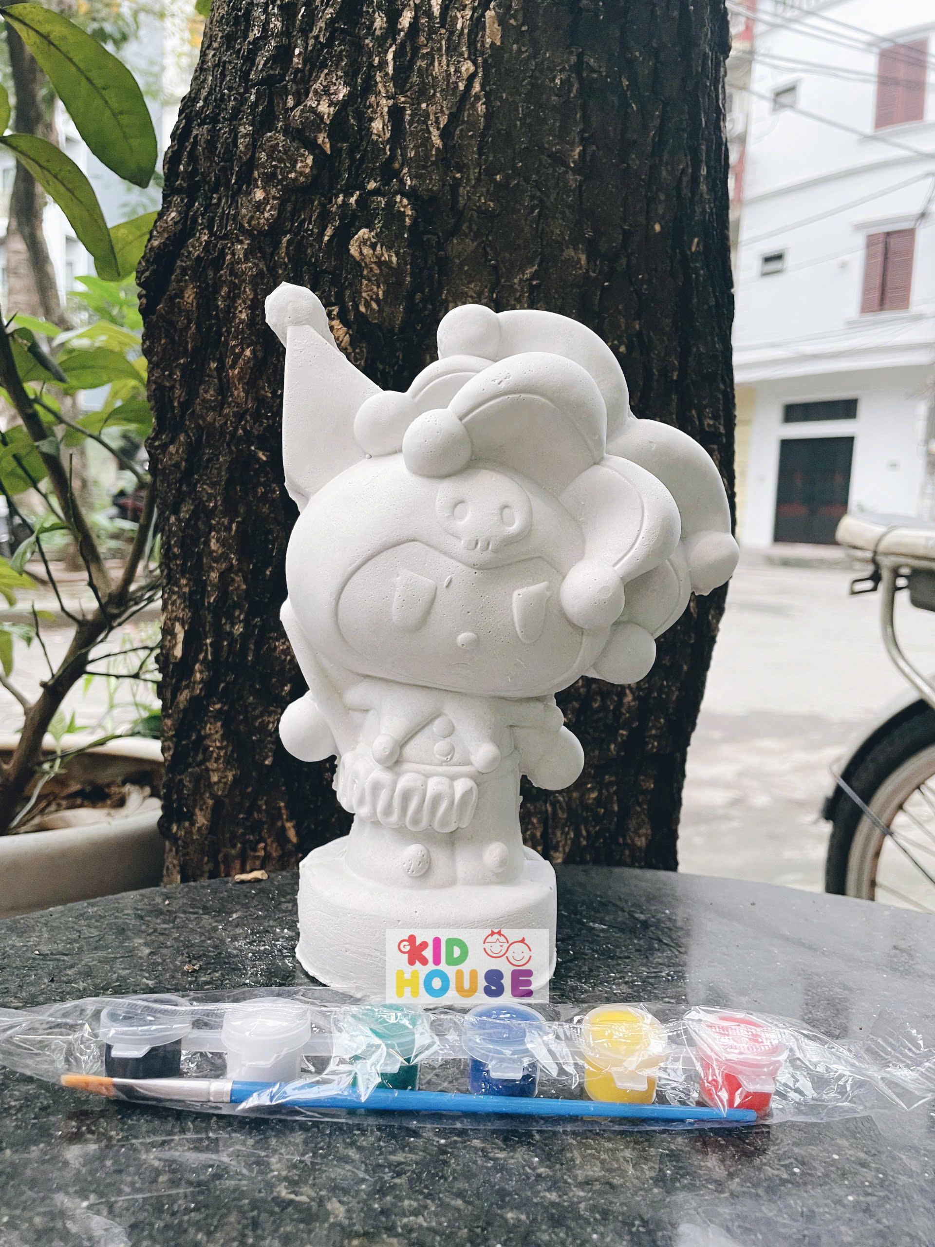 (Size to 16-23cm) Tượng thạch cao bé ba, labubu, kuromi, capybara, công chúa, siêu nhân, Set tô tượng kèm màu và bút vẽ