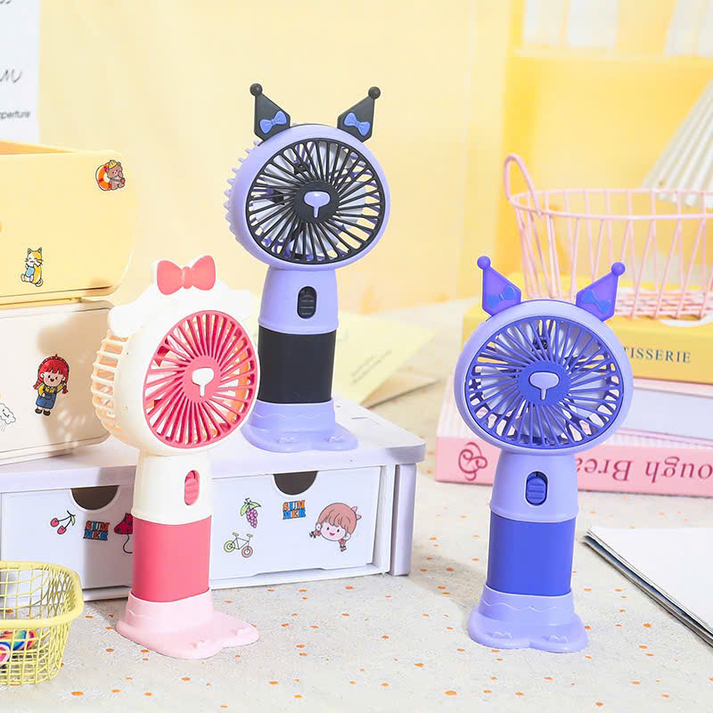 Quạt cầm tay mini capybara, kuromi, quạt sạc công nghệ cao turbo màn led, Quạt quạt tích điện để bàn nhỏ gọn