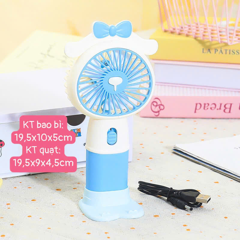 Quạt cầm tay mini capybara, kuromi, quạt sạc công nghệ cao turbo màn led, Quạt quạt tích điện để bàn nhỏ gọn