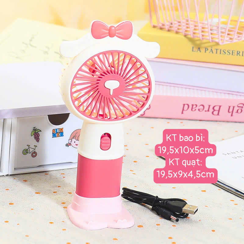 Quạt cầm tay mini capybara, kuromi, quạt sạc công nghệ cao turbo màn led, Quạt quạt tích điện để bàn nhỏ gọn