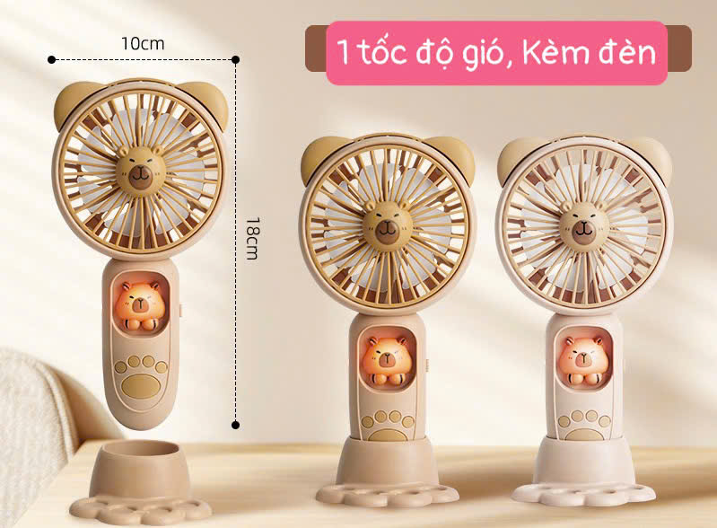 Quạt cầm tay mini capybara, kuromi, quạt sạc công nghệ cao turbo màn led, Quạt quạt tích điện để bàn nhỏ gọn