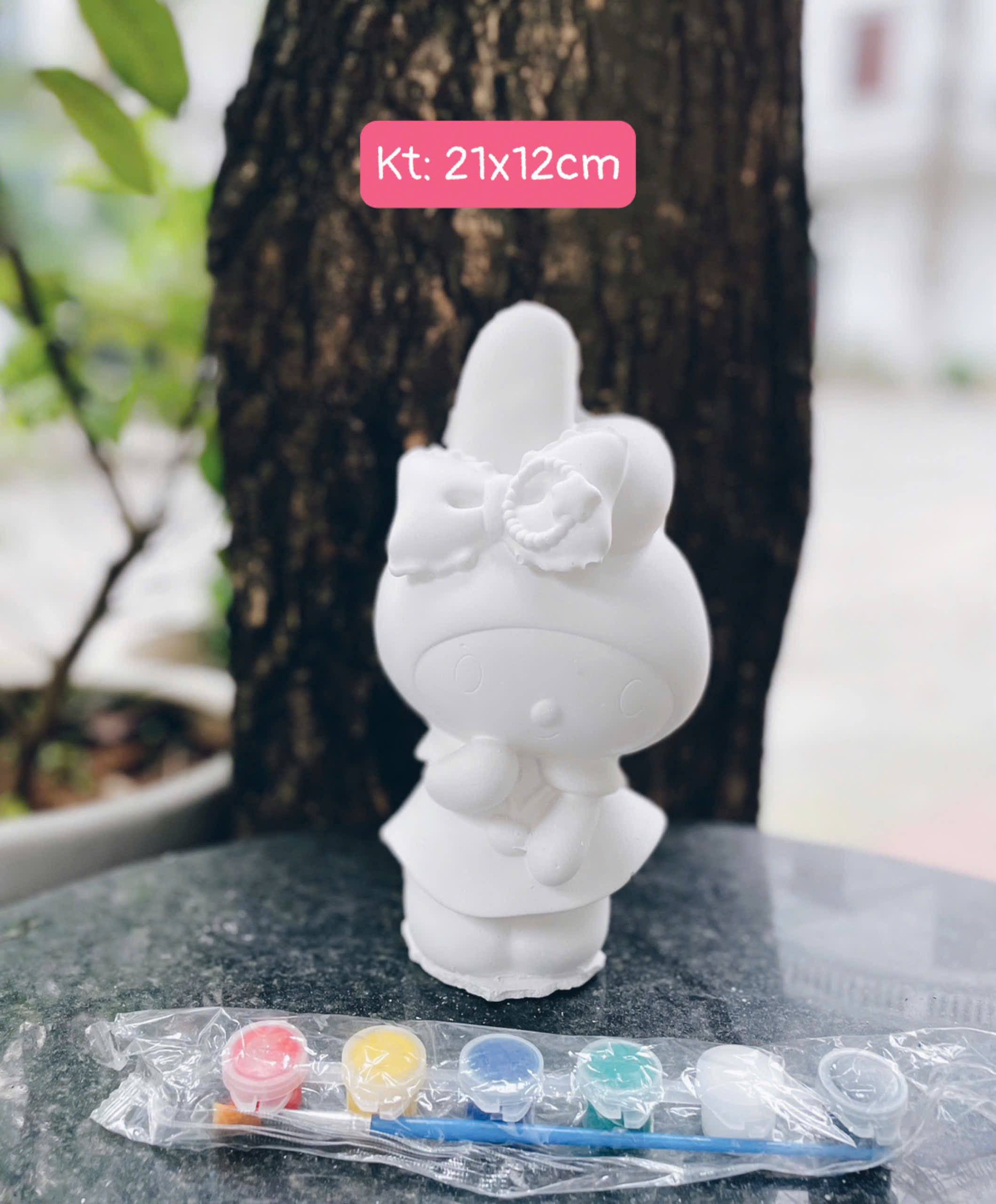 (Size to 16-23cm) Tượng thạch cao bé ba, labubu, kuromi, capybara, công chúa, siêu nhân, Set tô tượng kèm màu và bút vẽ