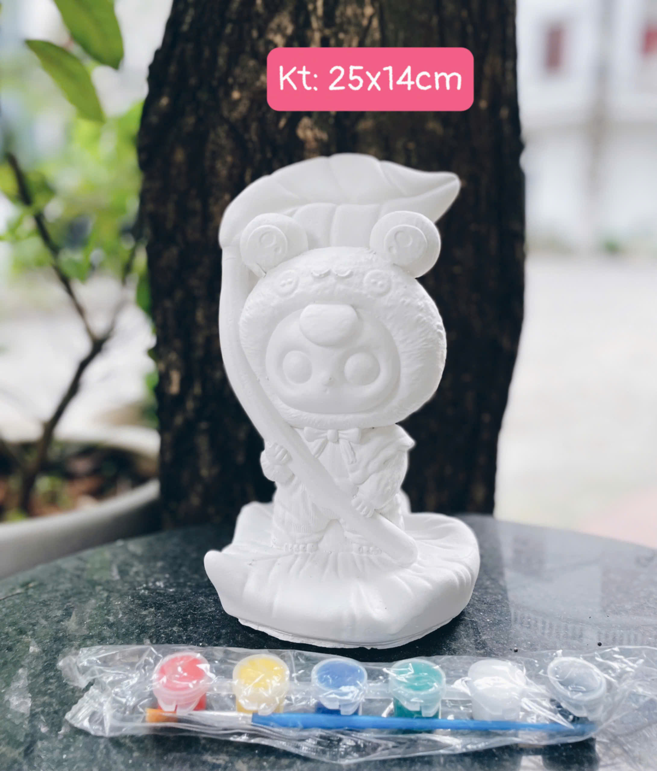 (Size to 16-23cm) Tượng thạch cao bé ba, labubu, kuromi, capybara, công chúa, siêu nhân, Set tô tượng kèm màu và bút vẽ