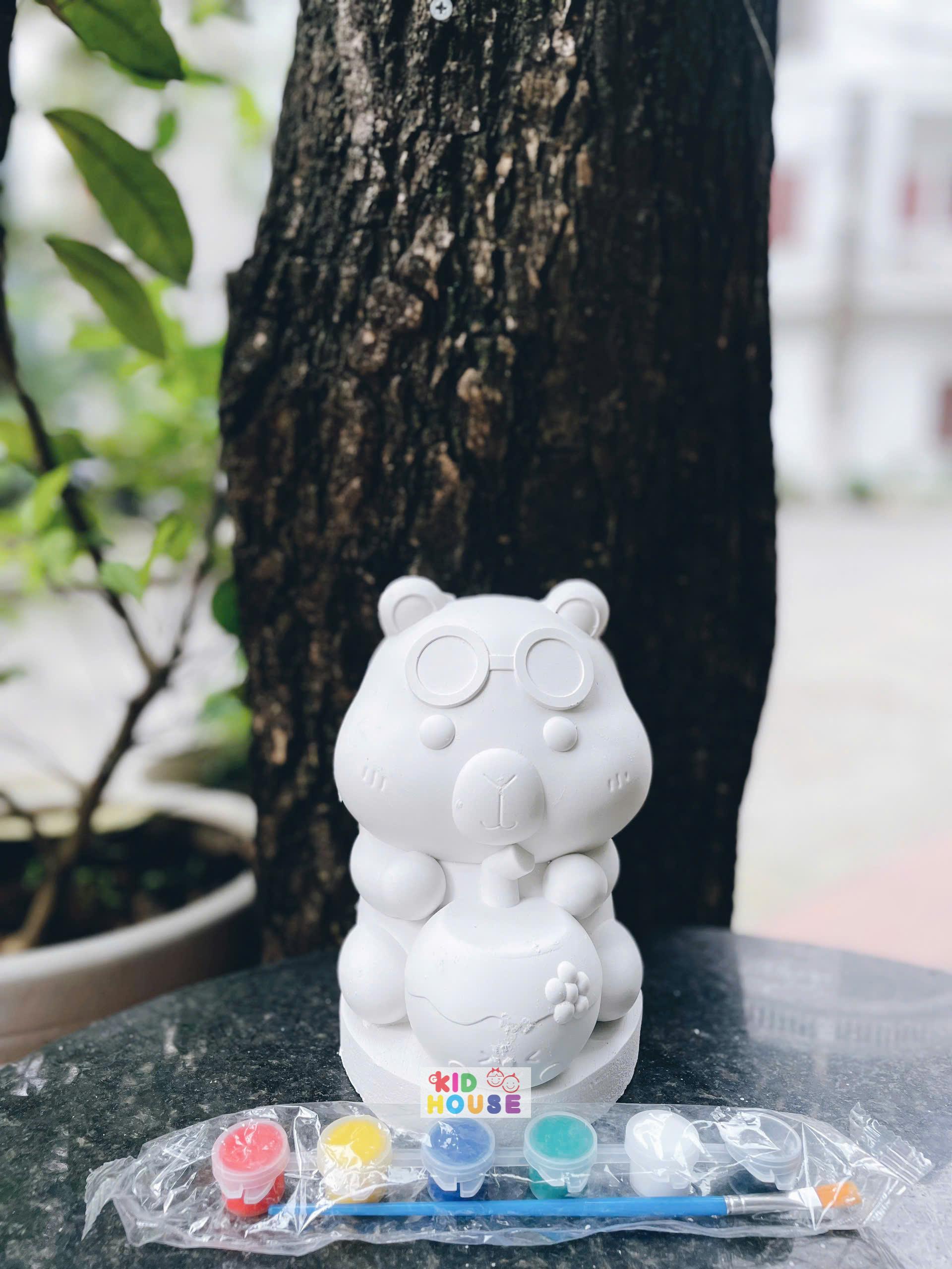 (Size to 16-23cm) Tượng thạch cao bé ba, labubu, kuromi, capybara, công chúa, siêu nhân, Set tô tượng kèm màu và bút vẽ