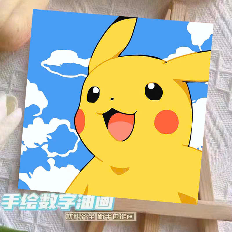 Tranh tô màu số hóa đã căng khung kèm màu, cọ size 20x20, tranh số hóa hoạt hình, bé ba, phong cảnh, loopy, cappy bara