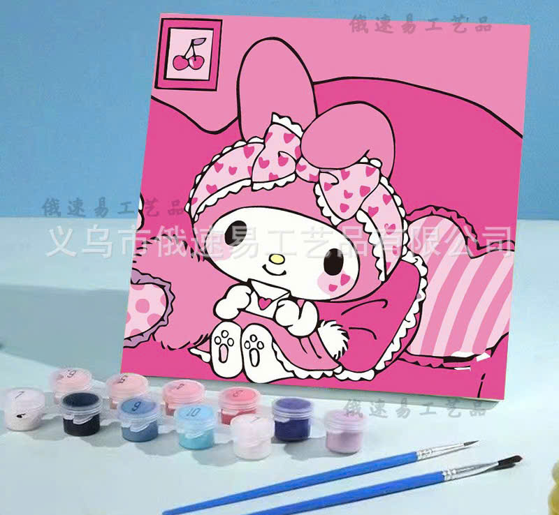 Tranh tô màu số hóa đã căng khung kèm màu, cọ size 20x20, tranh số hóa hoạt hình, bé ba, phong cảnh, loopy, cappy bara