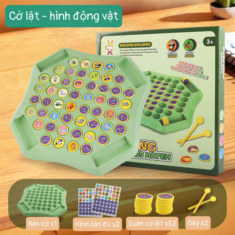 (Size to) Cờ lật luyện tập trí nhớ, trò chơi cờ liên xích tam giác dây thun, Đồ chơi trí tuệ giáo dục cho bé