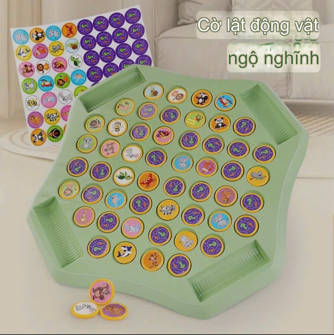 (Size to) Cờ lật luyện tập trí nhớ, trò chơi cờ liên xích tam giác dây thun, Đồ chơi trí tuệ giáo dục cho bé
