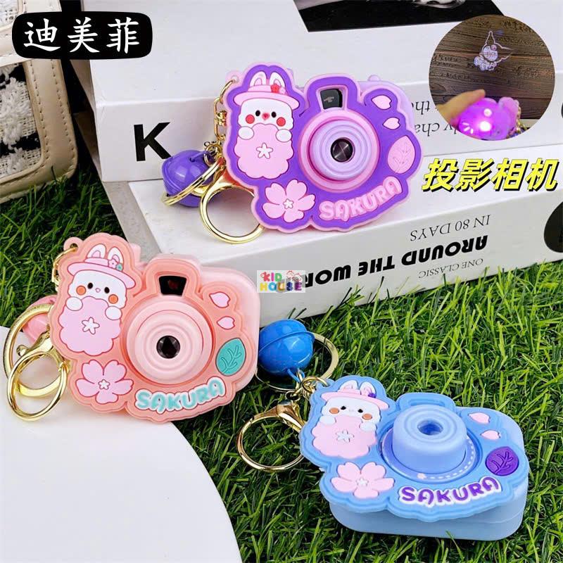 Móc khóa máy ảnh đồ chơi mini, chiếu hình các nhân vật hoạt hình sanrio, capybara, đồ chơi máy ảnh chiếu hình cute
