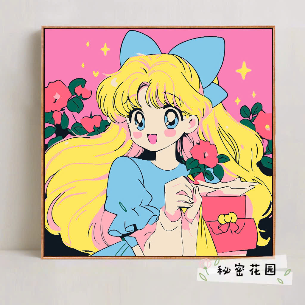 Tranh tô màu số hóa đã căng khung kèm màu, cọ size 20x20, tranh số hóa hoạt hình, bé ba, phong cảnh, loopy, cappy bara