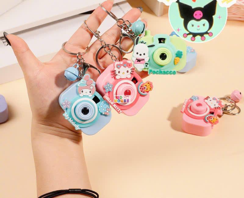 Móc khóa máy ảnh đồ chơi mini, chiếu hình các nhân vật hoạt hình sanrio, capybara, đồ chơi máy ảnh chiếu hình cute