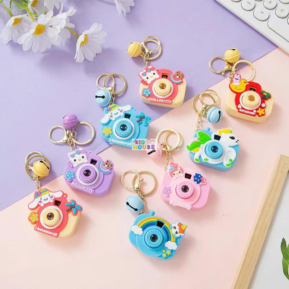 Móc khóa máy ảnh đồ chơi mini, chiếu hình các nhân vật hoạt hình sanrio, capybara, đồ chơi máy ảnh chiếu hình cute