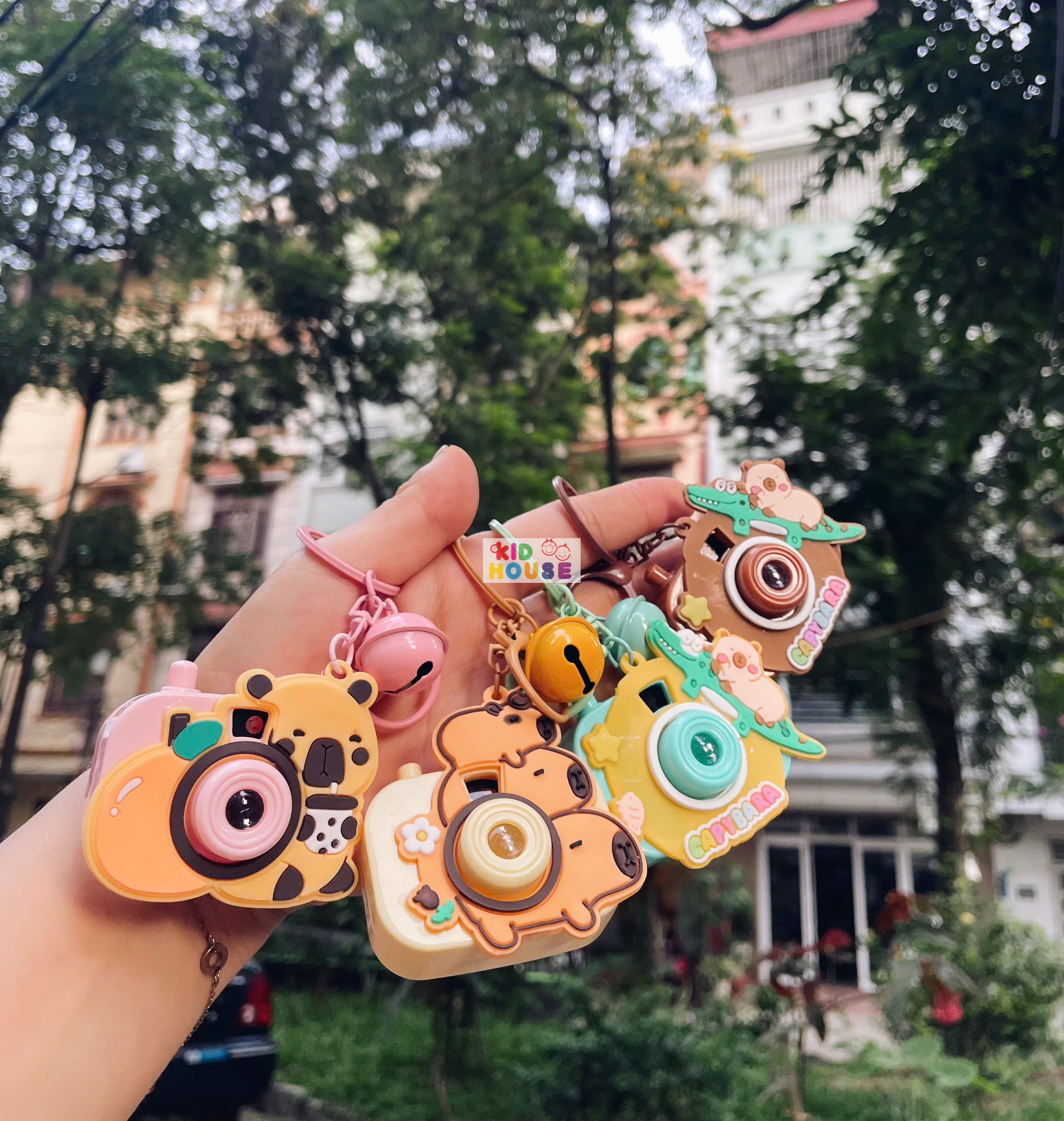 Móc khóa máy ảnh đồ chơi mini, chiếu hình các nhân vật hoạt hình sanrio, capybara, đồ chơi máy ảnh chiếu hình cute