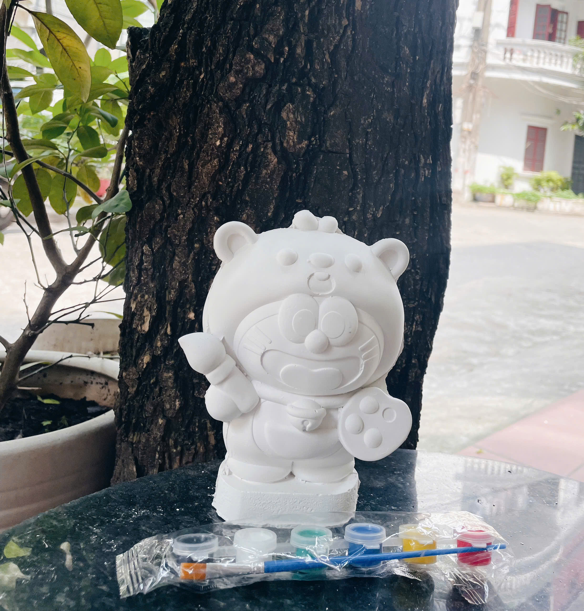 (Size to 16-23cm) Tượng thạch cao bé ba, labubu, kuromi, capybara, công chúa, siêu nhân, Set tô tượng kèm màu và bút vẽ