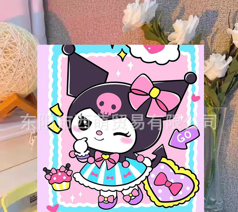 Tranh tô màu số hóa đã căng khung kèm màu, cọ size 20x20, tranh số hóa hoạt hình, bé ba, phong cảnh, loopy, cappy bara