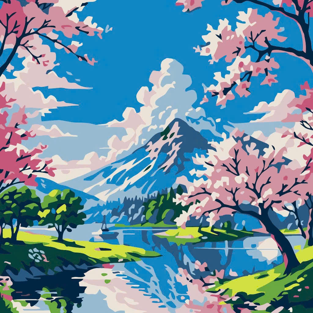 Tranh tô màu số hóa đã căng khung kèm màu, cọ size 20x20, tranh số hóa hoạt hình, bé ba, phong cảnh, loopy, cappy bara