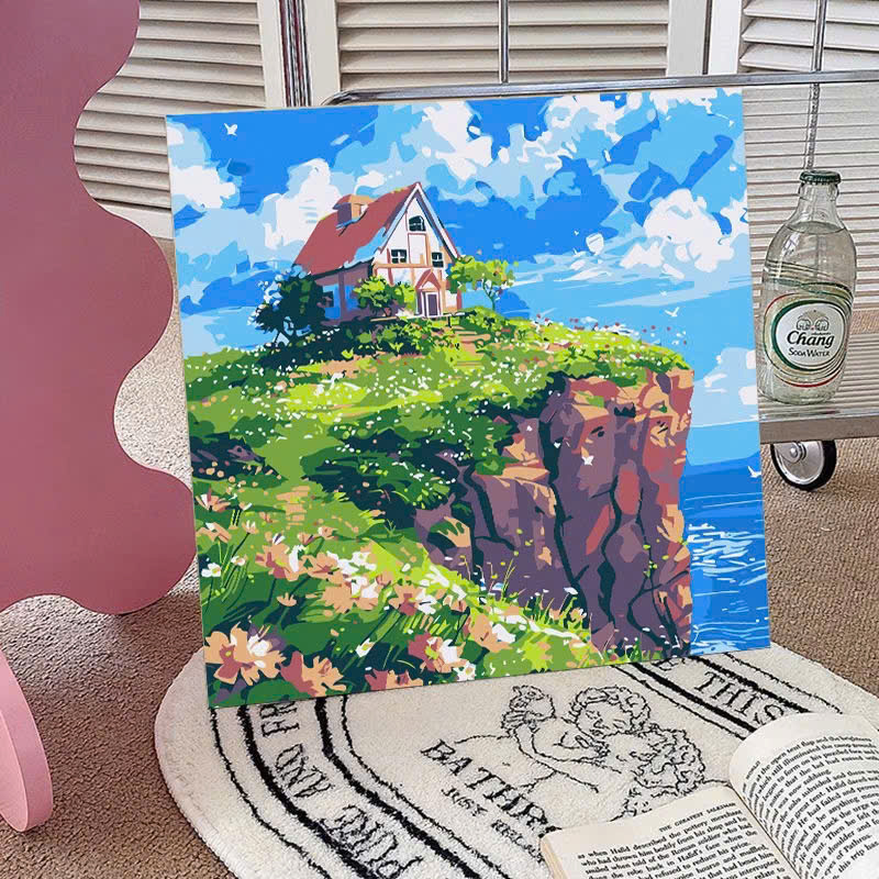 Tranh tô màu số hóa đã căng khung kèm màu, cọ size 20x20, tranh số hóa hoạt hình, bé ba, phong cảnh, loopy, cappy bara