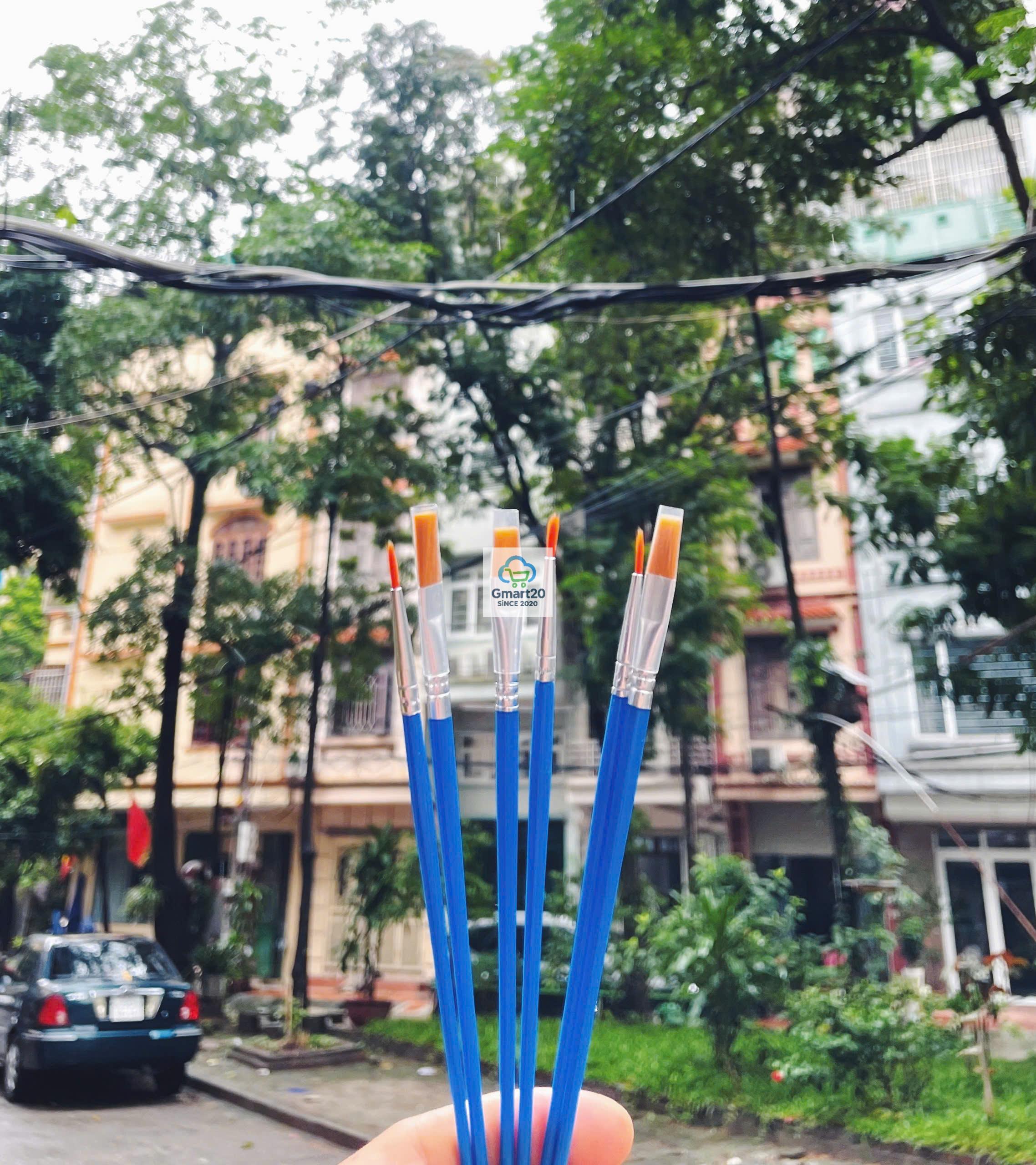 Vỉ màu nước acrylic kèm cọ, bộ dây màu nước 6 màu, 12 màu sắc nét, khay pha màu, cọ vẽ tô tượng