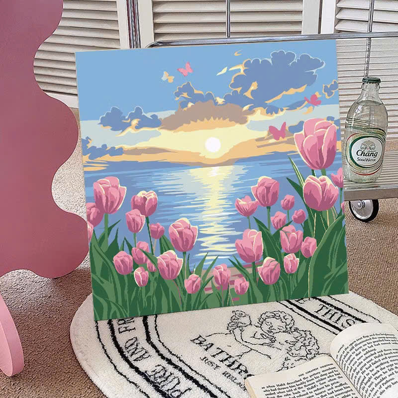 Tranh tô màu số hóa đã căng khung kèm màu, cọ size 20x20, tranh số hóa hoạt hình, bé ba, phong cảnh, loopy, cappy bara