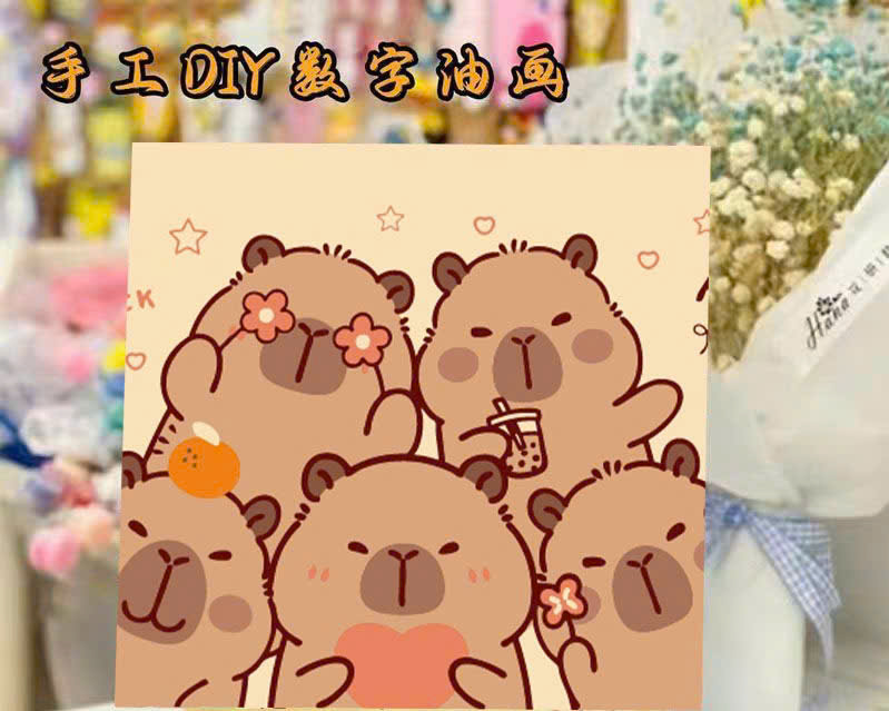 Tranh tô màu số hóa đã căng khung kèm màu, cọ size 20x20, tranh số hóa hoạt hình, bé ba, phong cảnh, loopy, cappy bara