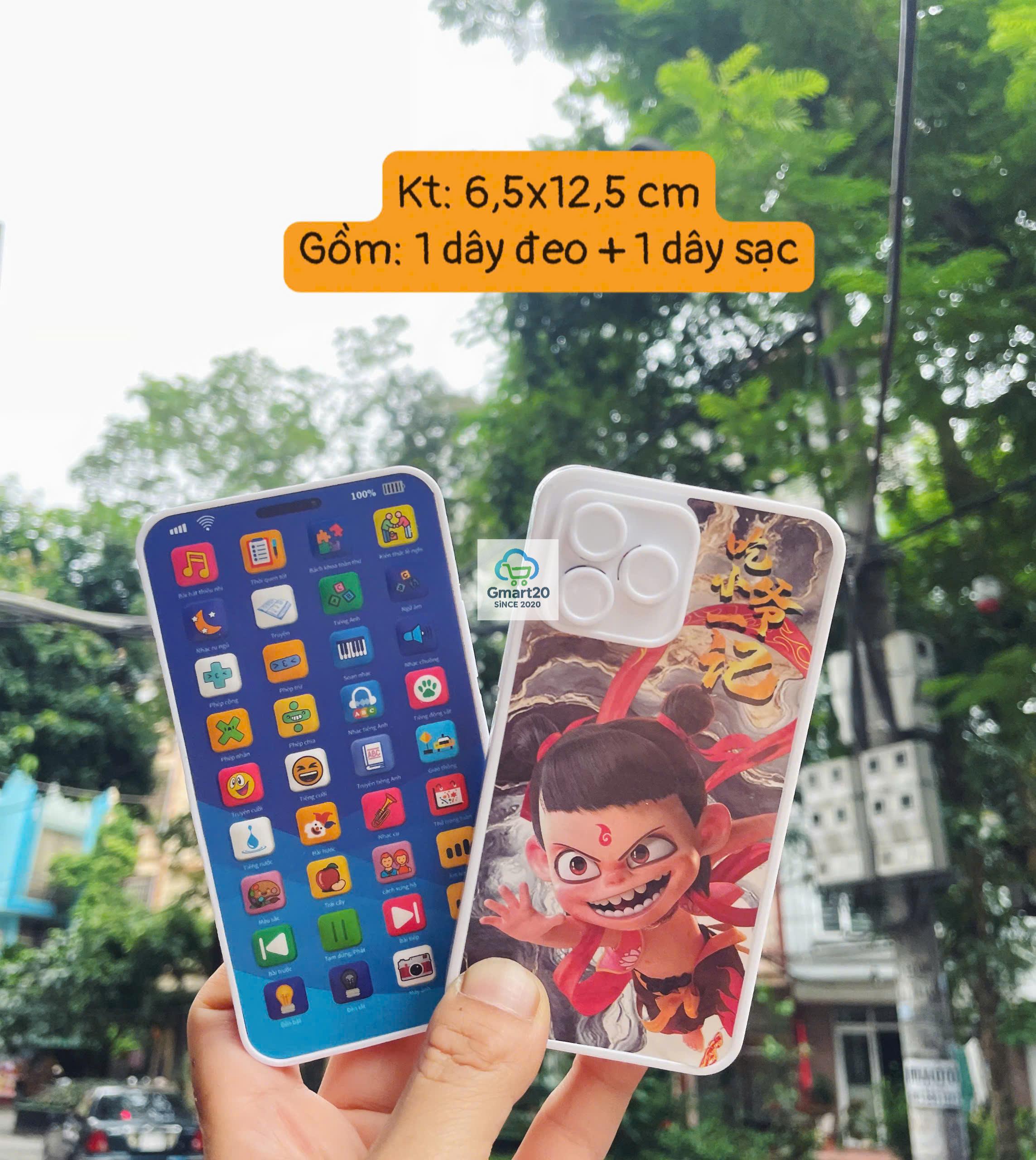 Điện thoại đồ chơi trẻ em bằng tiếng việt phát nhạc, hát ru, học toán, nhại giọng có đèn Led