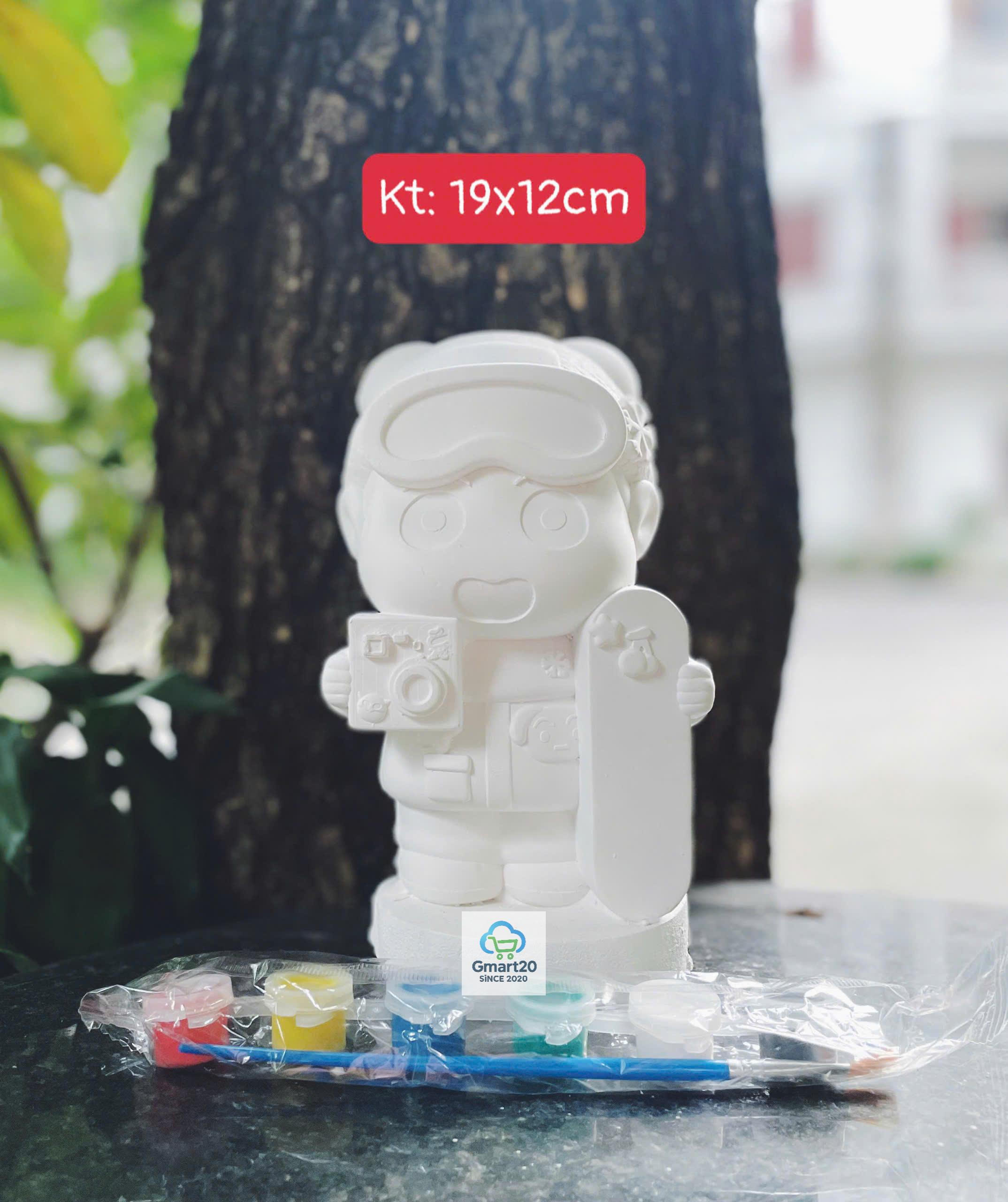 (Size to 16-23cm) Tượng thạch cao bé ba, labubu, kuromi, capybara, công chúa, siêu nhân, Set tô tượng kèm màu và bút vẽ