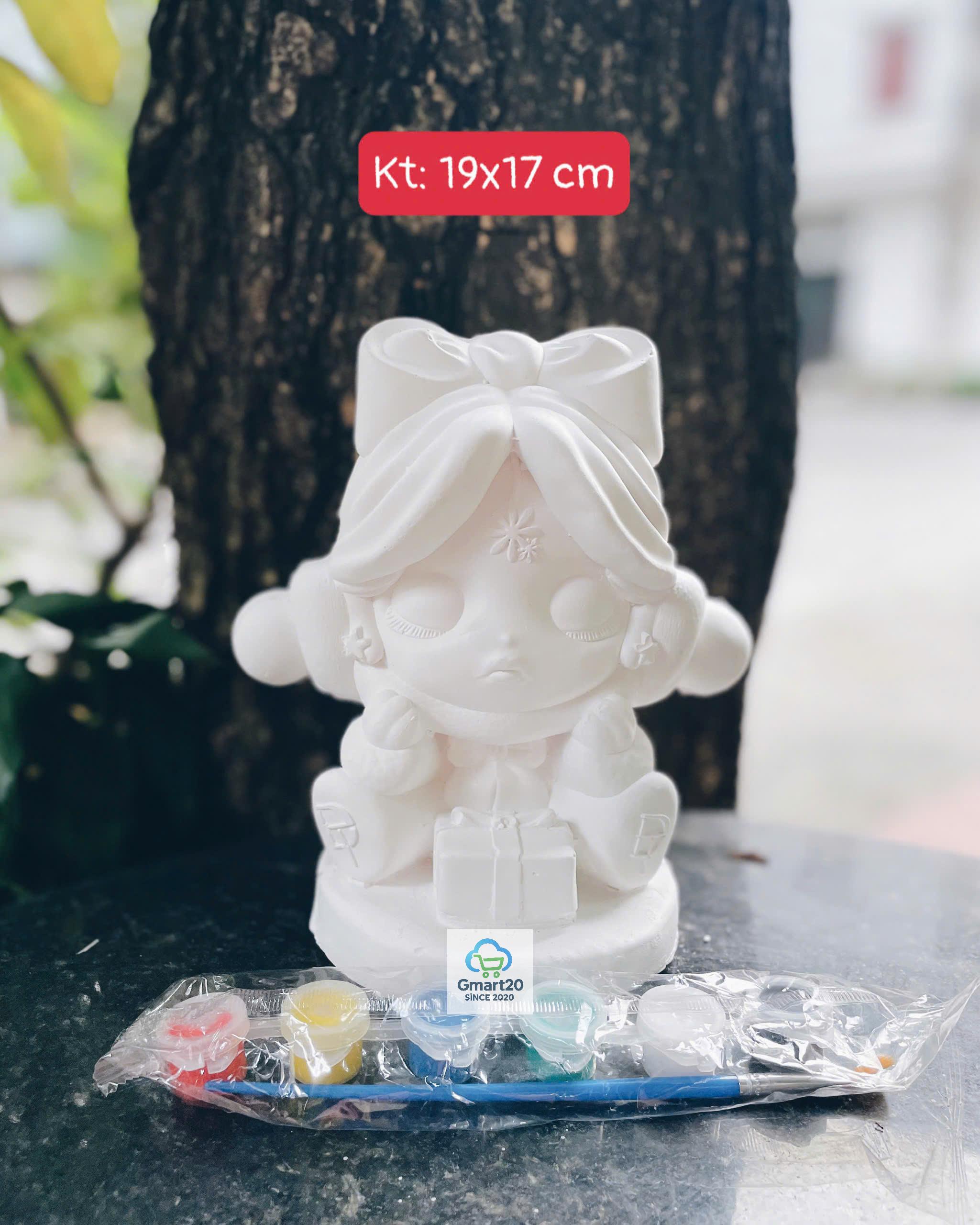 (Size to 16-23cm) Tượng thạch cao bé ba, labubu, kuromi, capybara, công chúa, siêu nhân, Set tô tượng kèm màu và bút vẽ