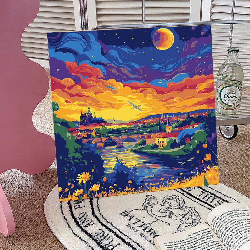 Tranh tô màu số hóa đã căng khung kèm màu, cọ size 20x20, tranh số hóa hoạt hình, bé ba, phong cảnh, loopy, cappy bara