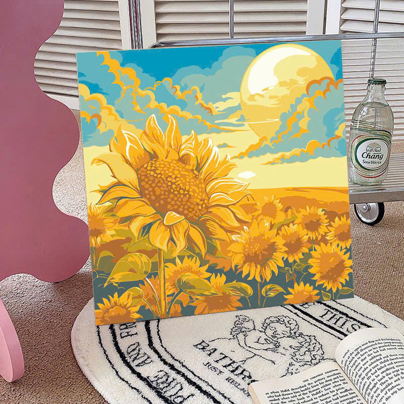 Tranh tô màu số hóa đã căng khung kèm màu, cọ size 20x20, tranh số hóa hoạt hình, bé ba, phong cảnh, loopy, cappy bara