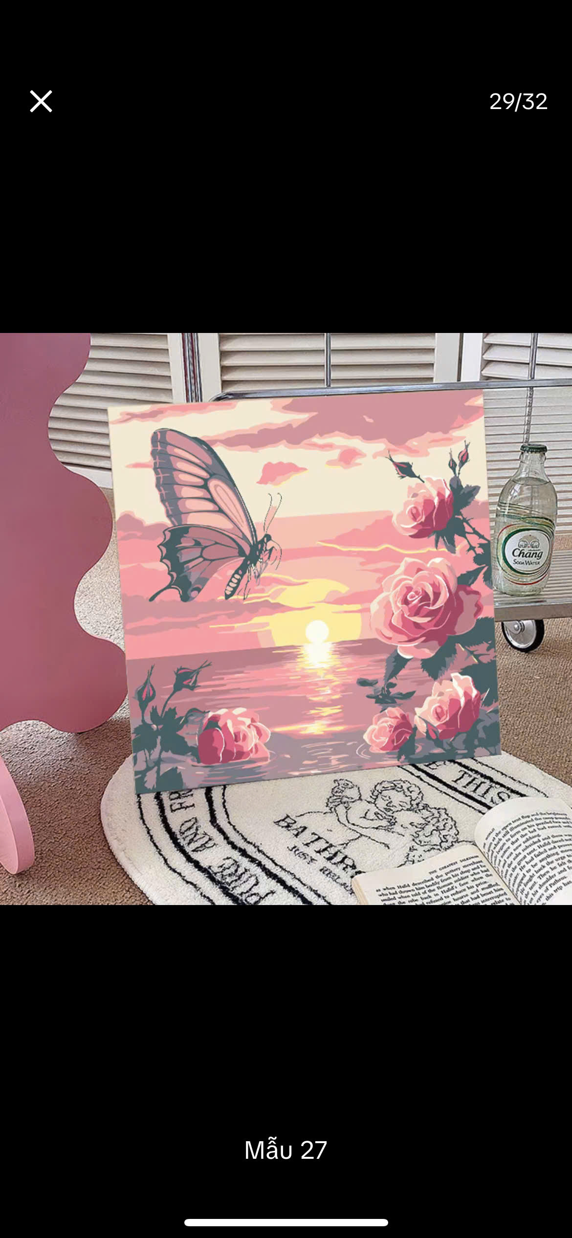 Tranh tô màu số hóa đã căng khung kèm màu, cọ size 20x20, tranh số hóa hoạt hình, bé ba, phong cảnh, loopy, cappy bara